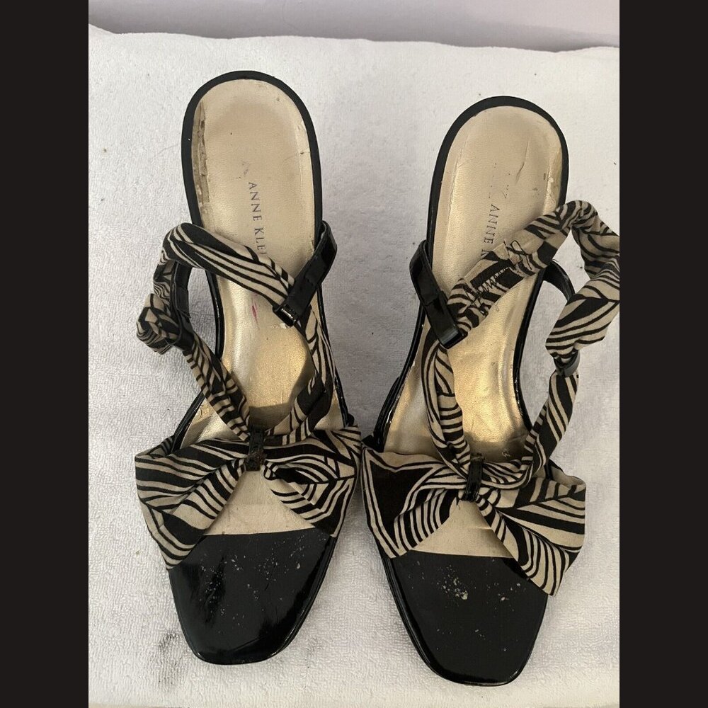Anne Klein open toe‎ open back kitten heel black size 8.5